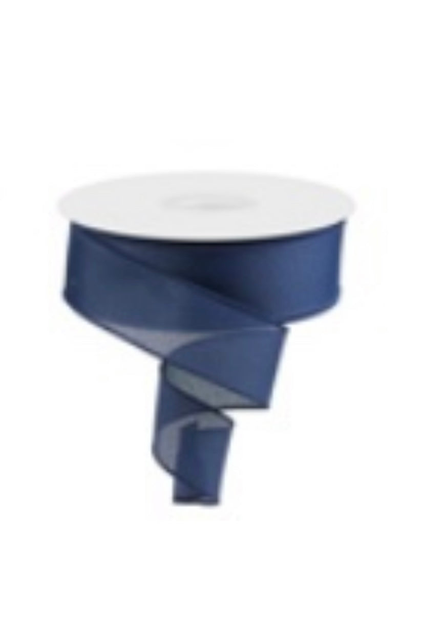 50 Yards - 2.5” Wired Navy Linen Ribbon