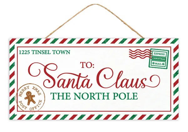 12.5”x6” Letter to Santa Claus Wreath Sign