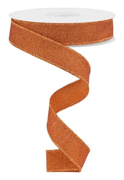 10 Yards - 7/8” Wired Orange Glitter Ribbon