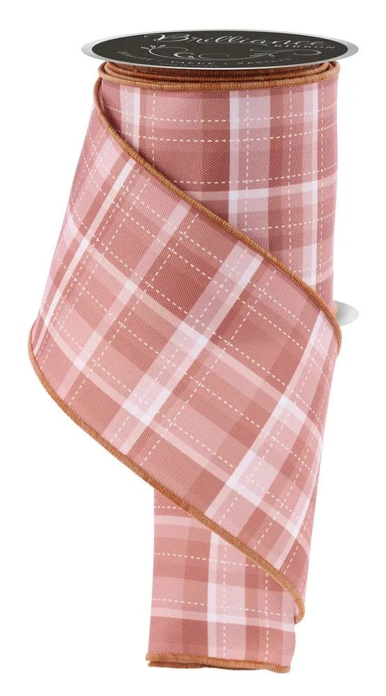 Wired Multi Color Dashed Plaid Ribbon- 4”x10 Yards