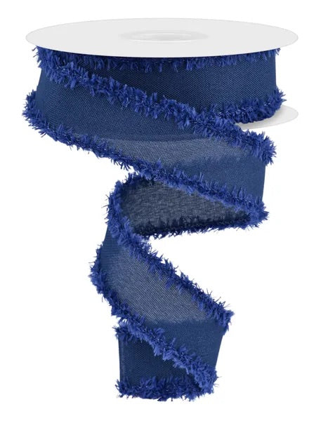 Wired Faux Royal Navy Burlap Drift Ribbon- 1.5”x10 Yards