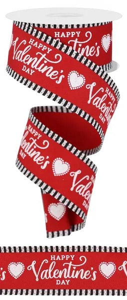 Wired Happy Valentine’s Day Ribbon- 1.5”x10 Yards