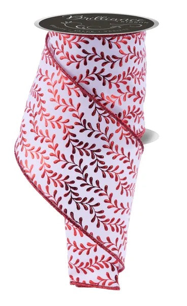 Wired Foil Leaf Swirl Ribbon- 4”x10 Yards