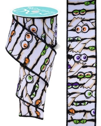 Wired Mummy Eyes Ribbon- 2.5”x10 Yards