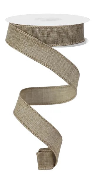 Wired Beige Royal Burlap Linen Ribbon-7/8”x10 Yards