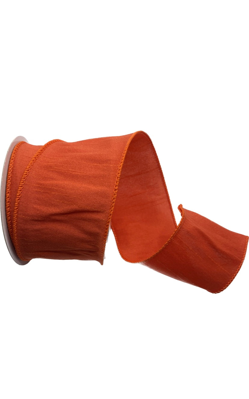 Wired Orange Faux Dupioni Ribbon- 2.5”x10 Yards
