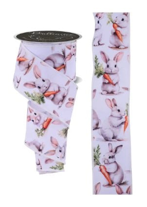 Wired Rabbits with Carrots Ribbon- 2.5”x10 Yards