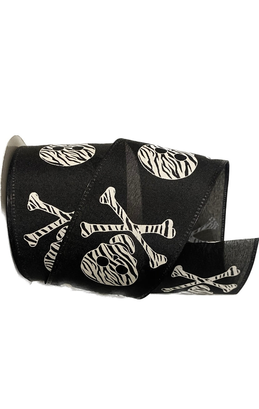 Wired Skulls and Bones Halloween Ribbon-2.5”x 10 Yards