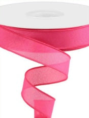 50 Yards - 1.5” Wired Dark Pink Linen Ribbon