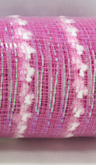 10”x10 Yards - Pink and White Iridescent Snowball Mesh