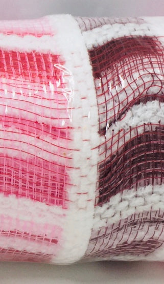 10”x10 Yards - Pink, Burgundy, and White Fuzz Chex Mesh