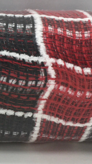 10”x10 Yards - Black, White, and Red Snow Chex Mesh