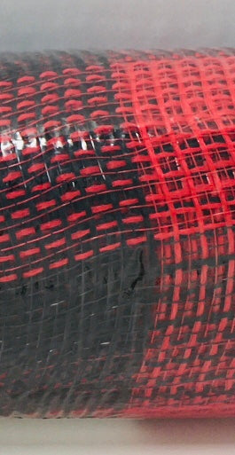 10”x10 Yards - Red and Black Check Fabric Plaid Mesh