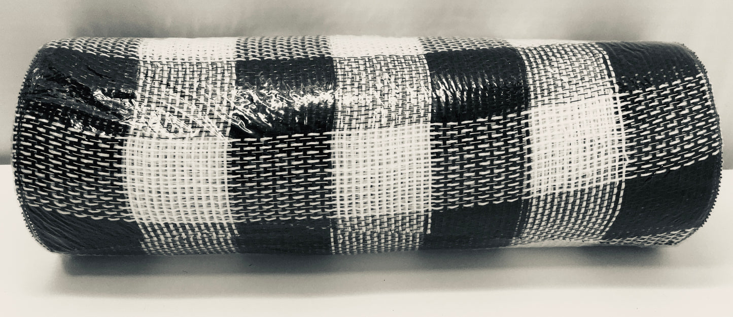 10”x10 Yards - Black and White Fabric Plaid Mesh