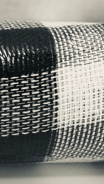 10”x10 Yards - Black and White Fabric Plaid Mesh