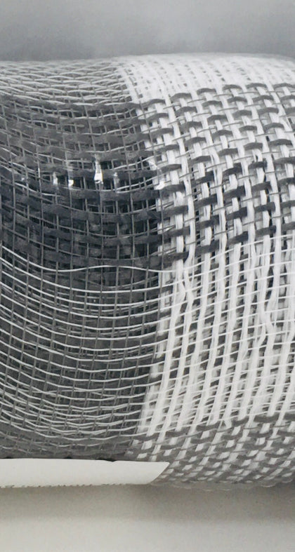 10”x10 Yards - Gray and White Fabric Plaid Mesh