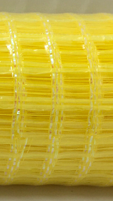 10”x10 Yards Yellow with Iridescent Stripe Wide Weave Mesh