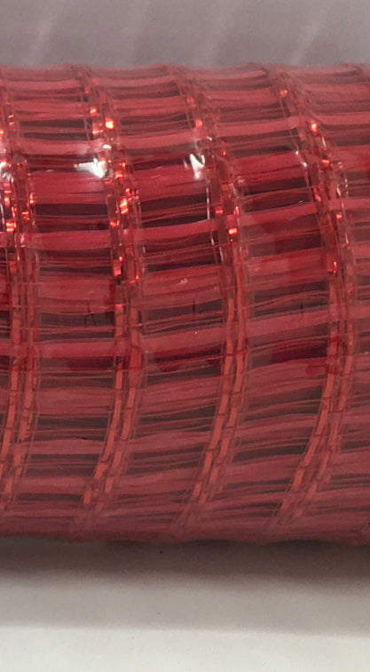 10”x10 Yards - Red with Metallic Wide Weave Mesh