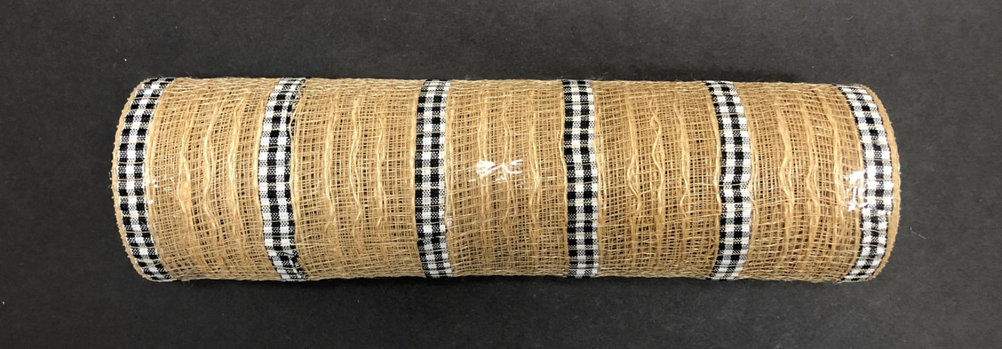 10”x10 Yards Natural with Black and White Check Patterned Mesh