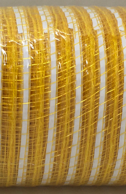 10”x10 Yards - Golden Yellow and White Stripe Mesh