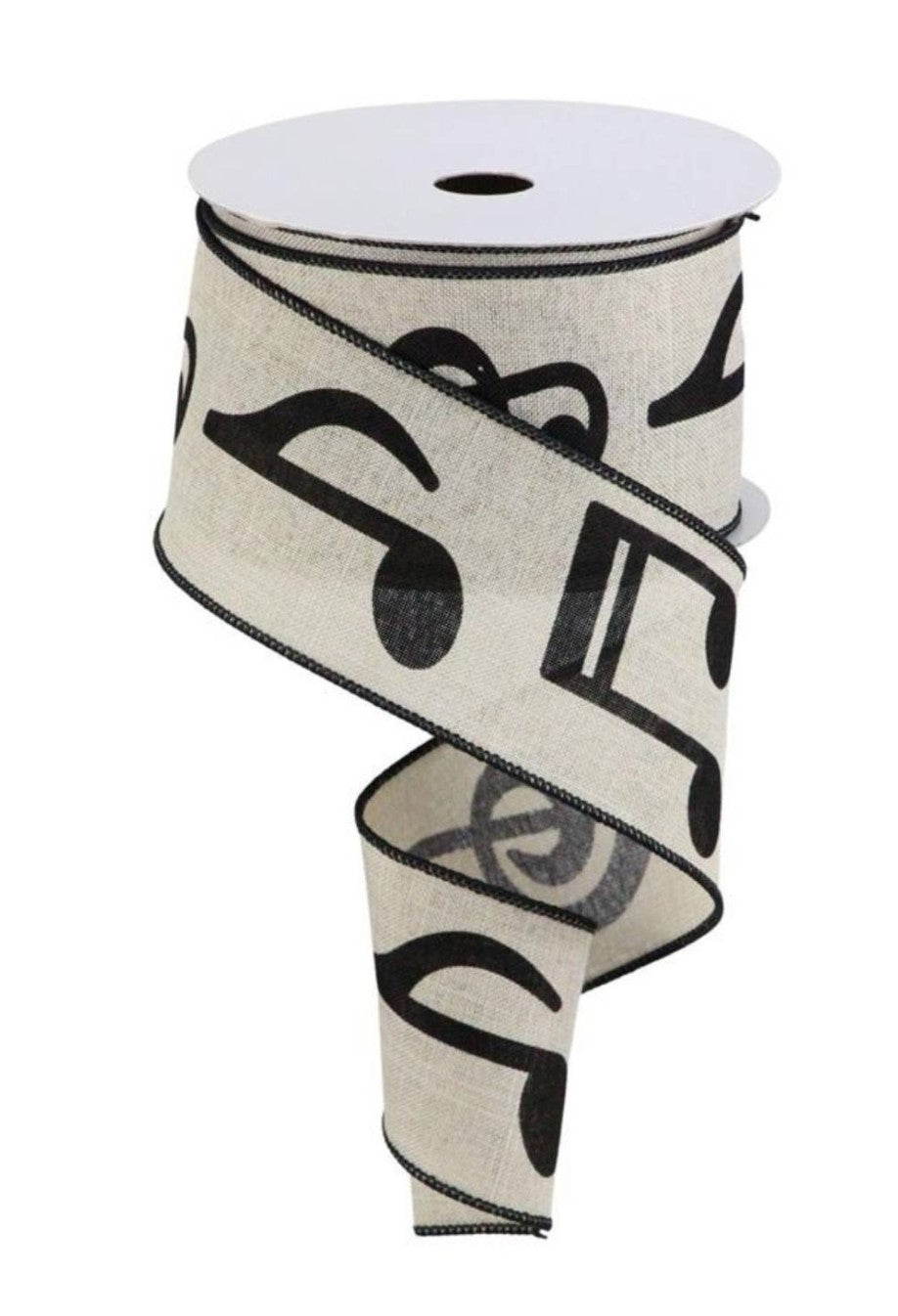 Wired Natural and Black Music Note Ribbon- 2.5”x10 Yards