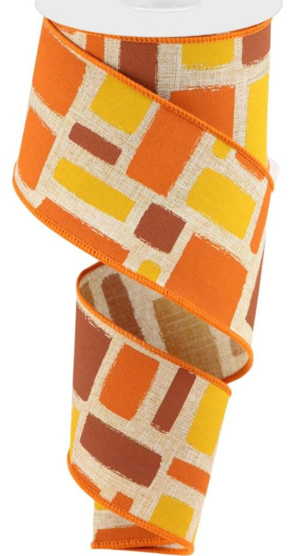 10 Yards - 2.5” Wired Natural Background Fall Brush Stroke Ribbon