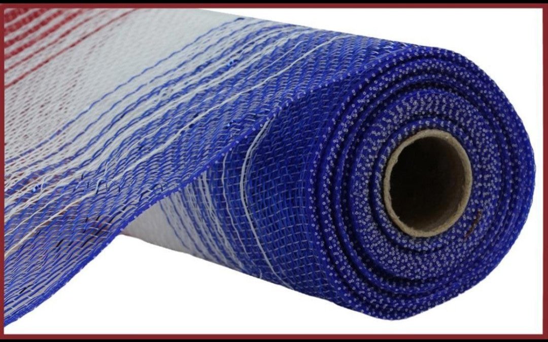 10.5"x10YD Patriotic Wide Foil Stripe Mesh