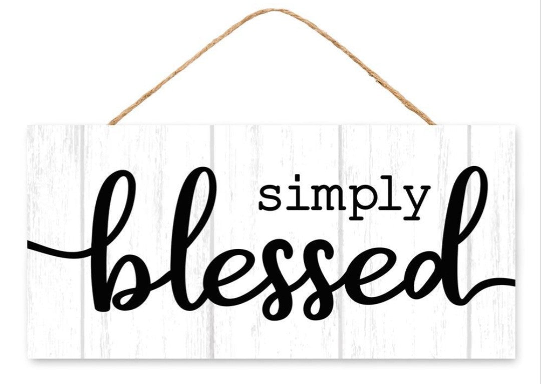 12.5"x6" Simply Blessed Wreath MDF Sign