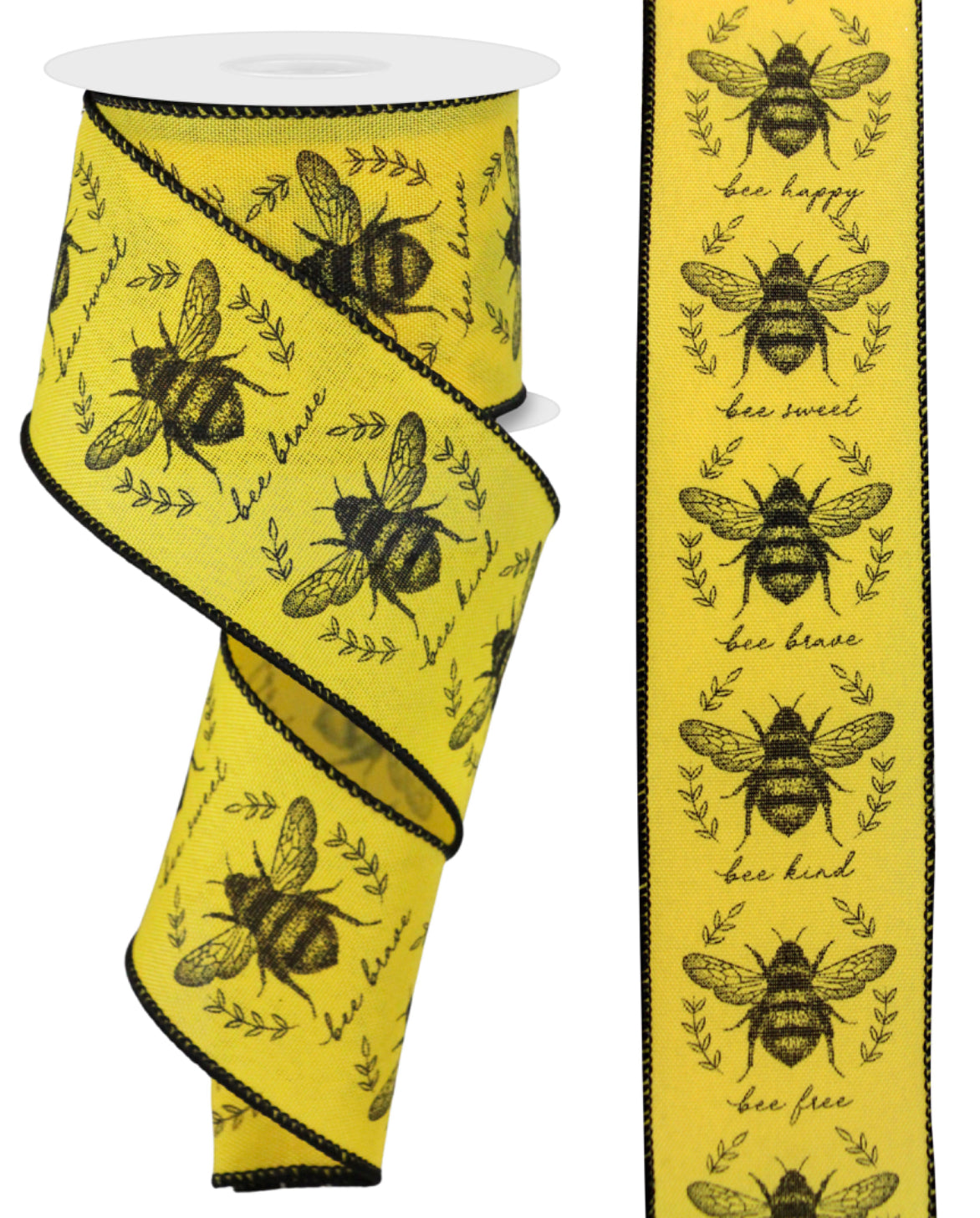 10 Yards - 2.5 Classic Honey Bees (Bee Happy) Ribbon