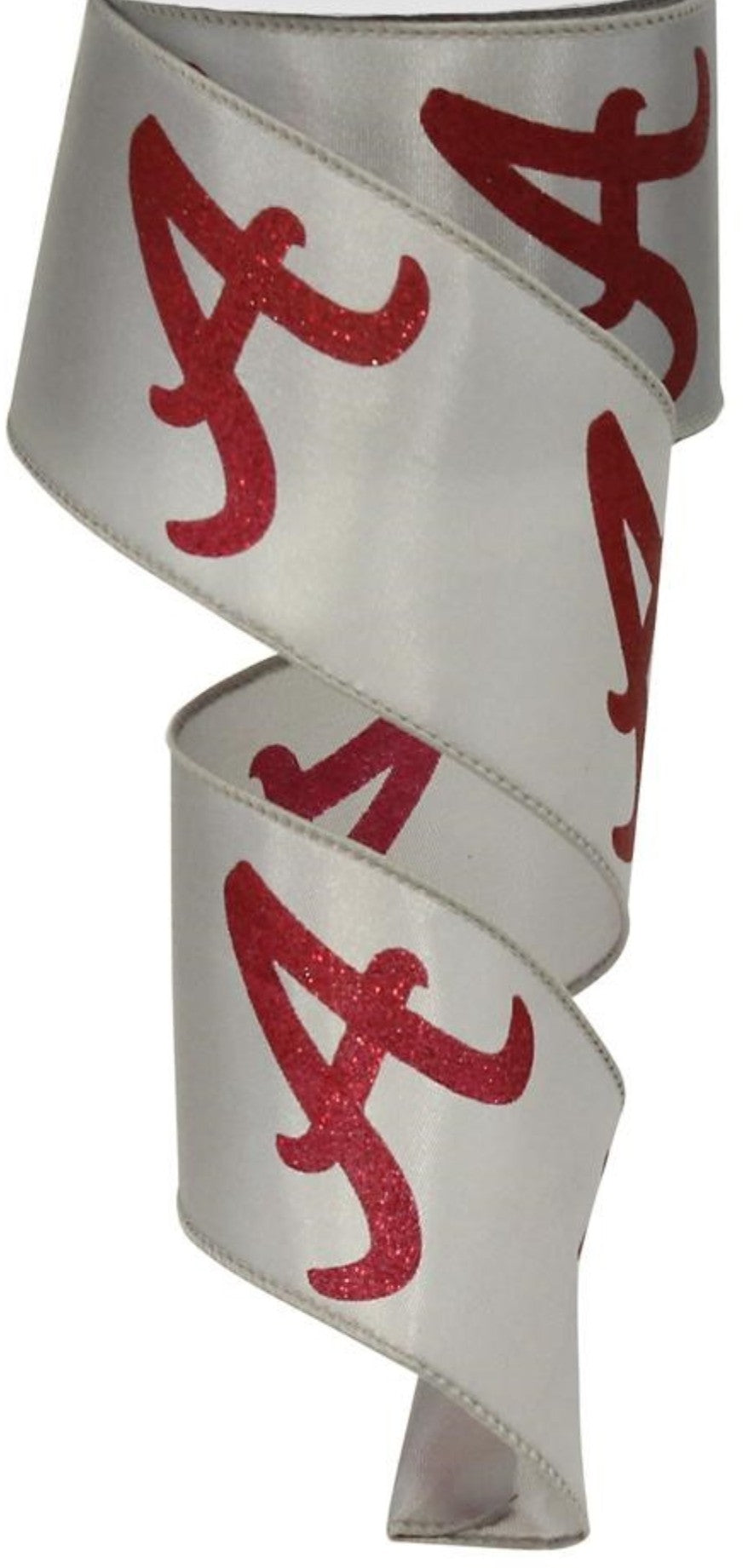 10 Yards - 2.5” Wired Gray Background Alabama Inspired Ribbon