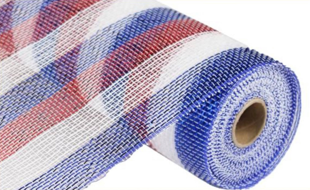 10” x 10 Yards Patriotic Deco Poly Mesh