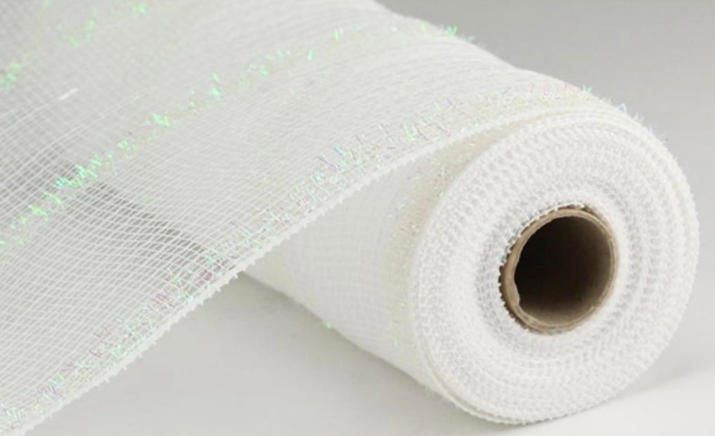 10.25” x 10 Yards White Tinsel Foil Mesh
