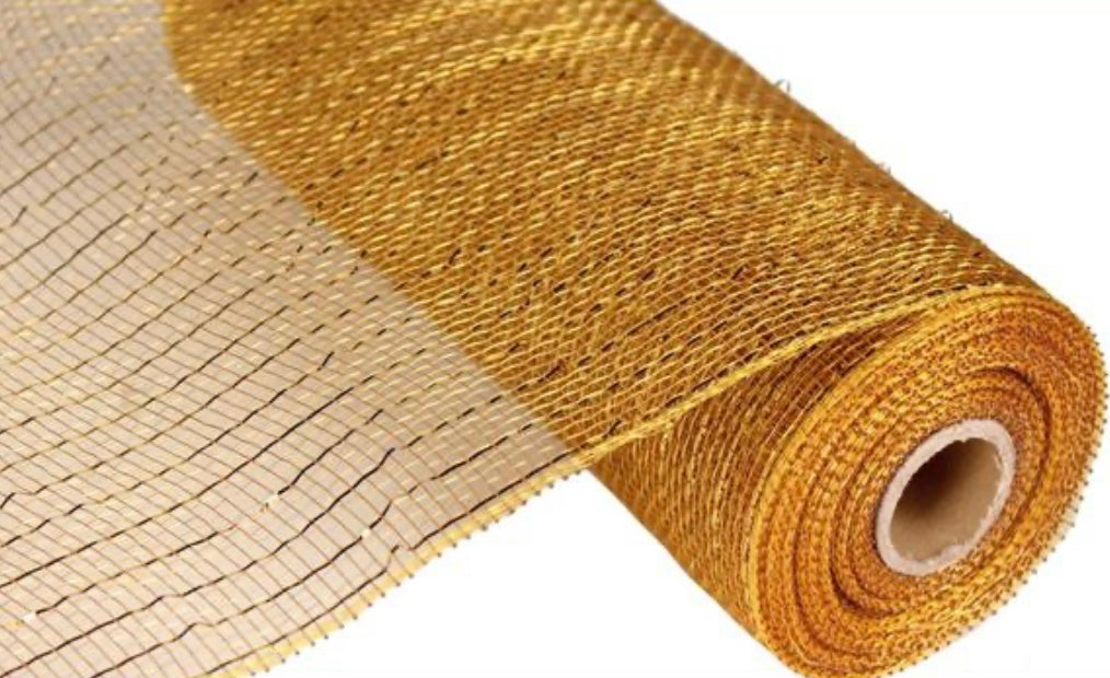 10” x 10 Yards Gold Metallic Mesh