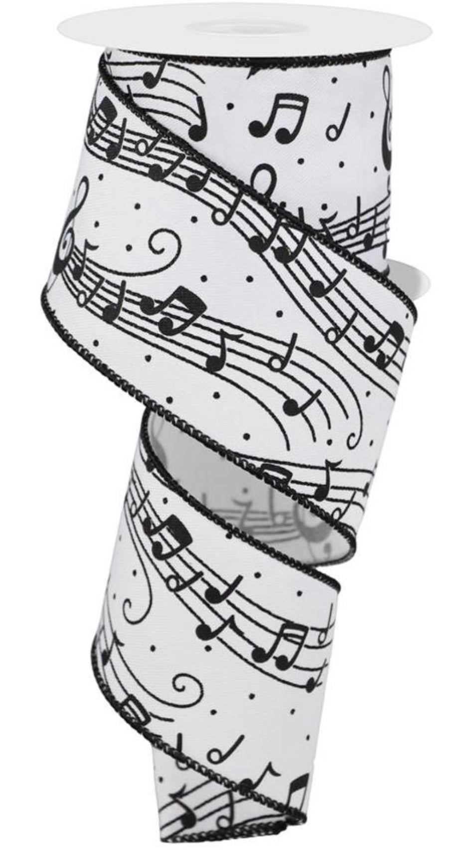 Wired Black and White Music Note Ribbon- 2.5”x10 Yards
