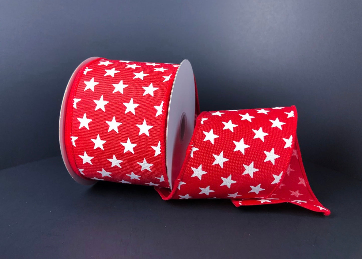 10 Yards - 2.5” Wired Red with White Stars Patriotic Ribbon