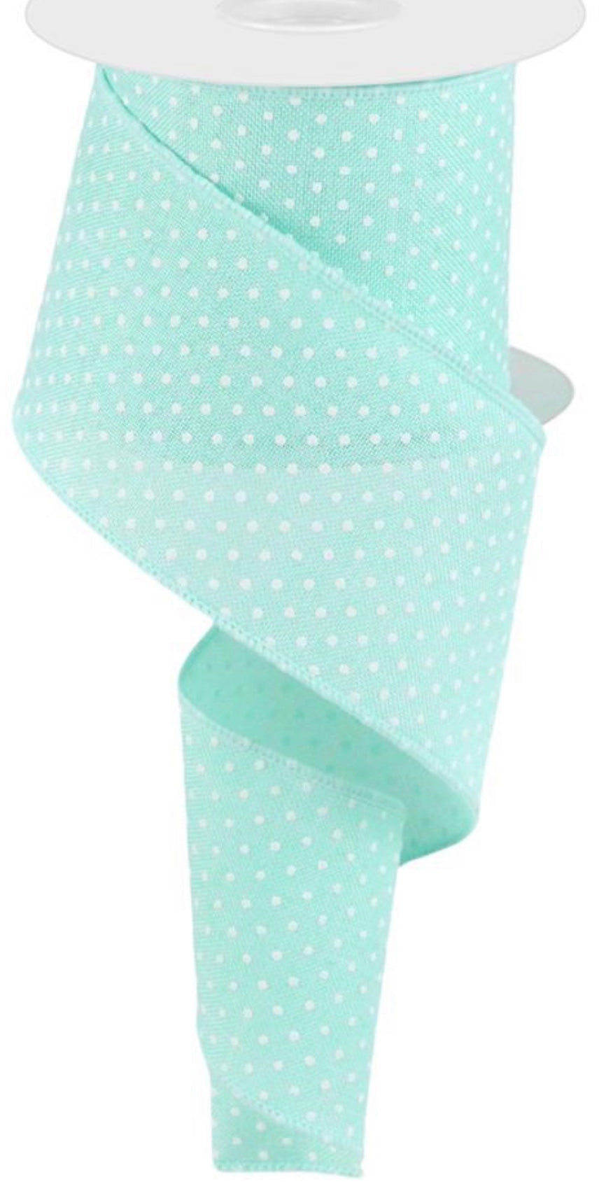 10 Yards - 2.5” Wired Mint Green Swiss Dot Ribbon