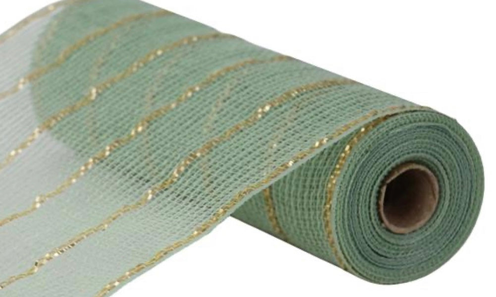 10.25” x 10 Yards Poly, Jute Metallic Mesh