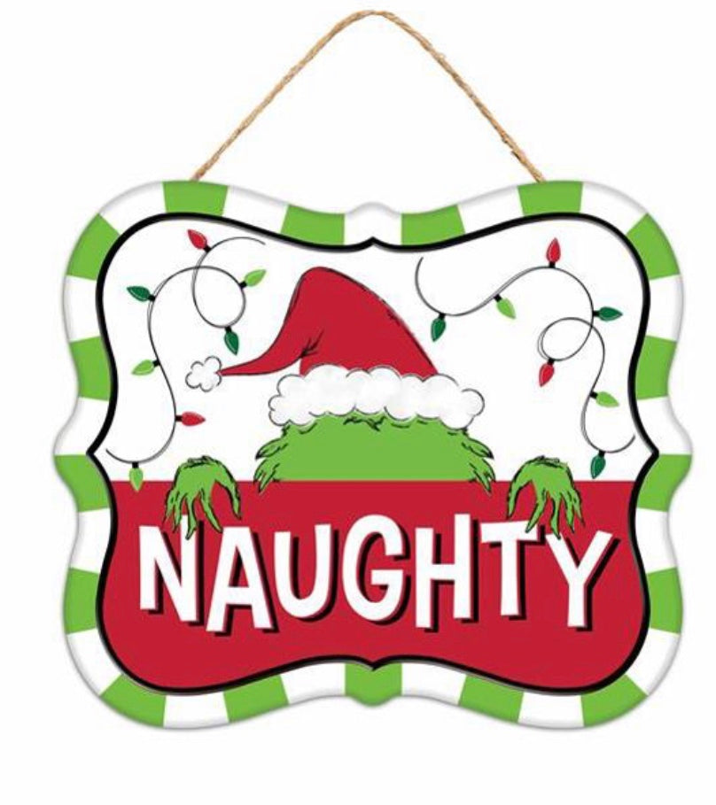 7”x6” Metal Tin Green Monster Inspired Wreath Signs