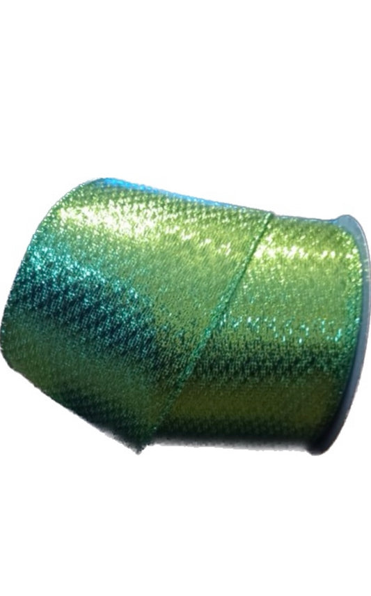 Wired Lime Metallic Ribbon-2.5”x10 Yards