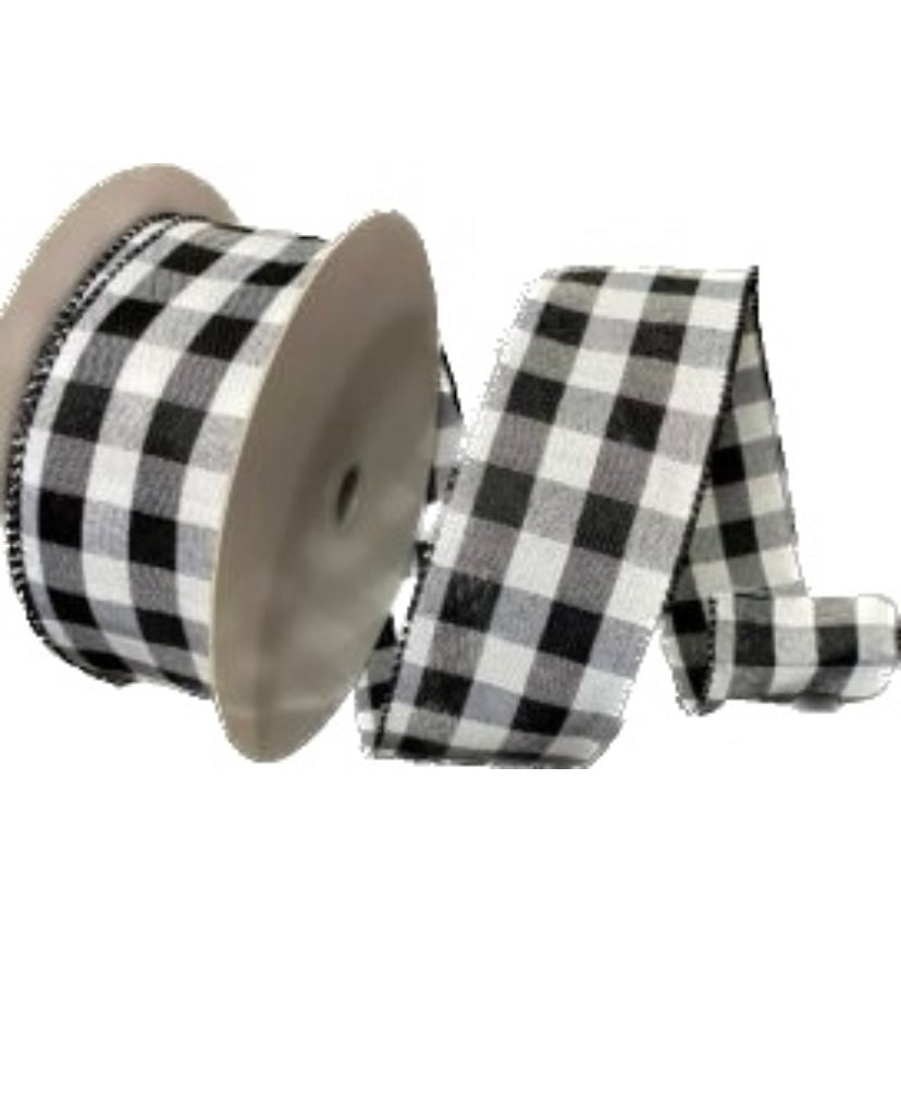 Wired Black and White Check Ribbon- 2.5”x33.3Yards/100 Feet