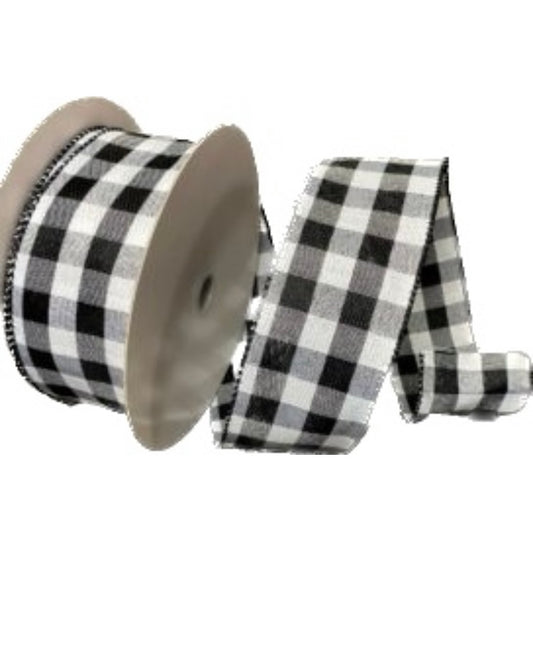 Wired Black and White Check Ribbon- 2.5”x33.3Yards/100 Feet