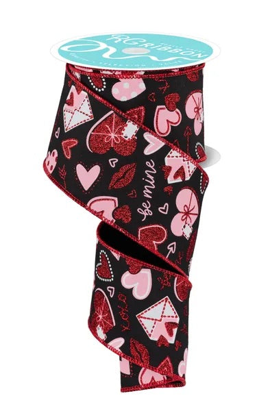 Wired Valentine’s Day Graphics Ribbon- 2.5”x10 Yards