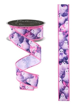 Wired Halloween Ghost Ribbon- 1.5”x10 Yards