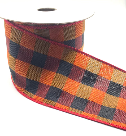 10 Yards - 2.5” Wired Fall Check Ribbon