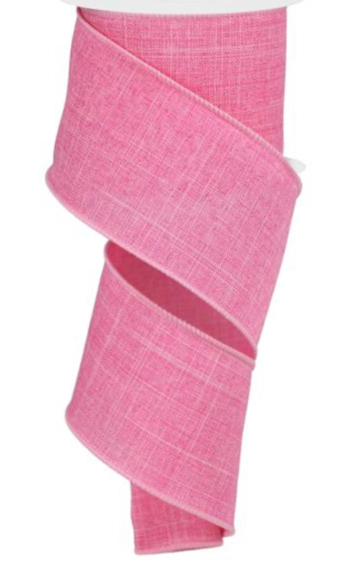50 Yards - 2.5” Wired Pink Linen Ribbon