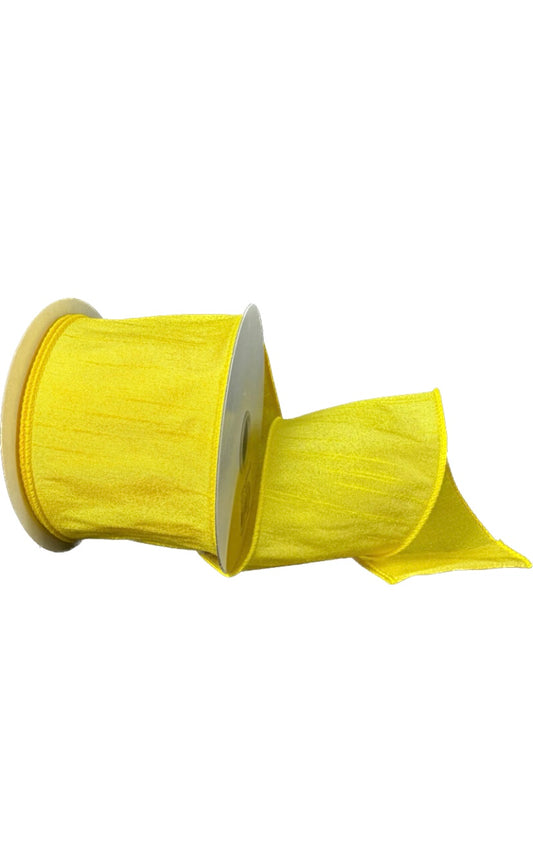 10 Yards - 2.5” Wired Daffodil Yellow Faux Dupioni Ribbon