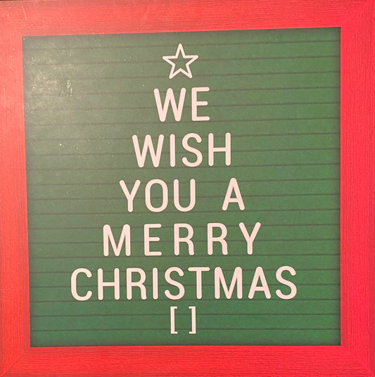 10” Square We Wish You A Merry Christmas Wreath Sign