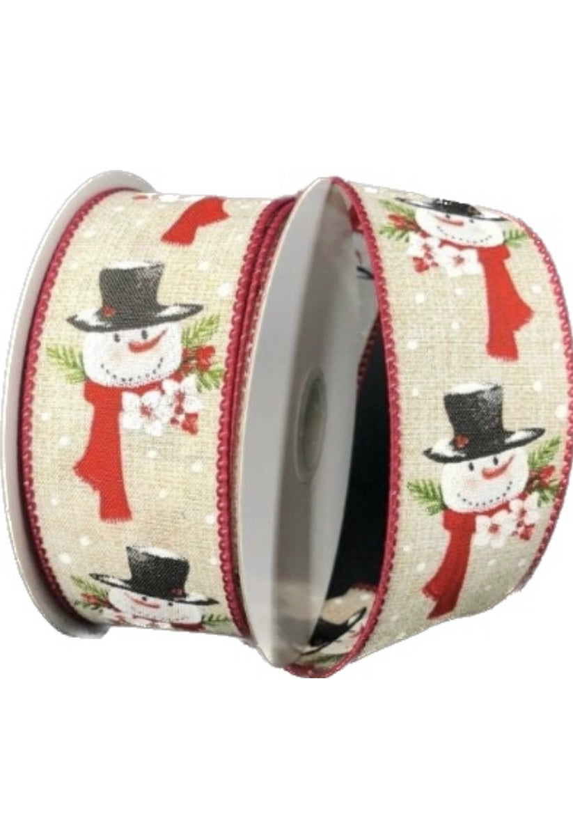 10 Yards - 1.5” Wired Christmas Snowman Ribbon