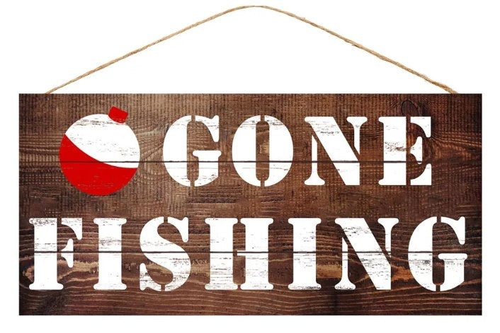 12.5”x6” Gone Fishing Wreath Sign