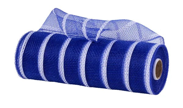 Royal Blue with White Vertical Stripe Mesh-10”x10 Yards